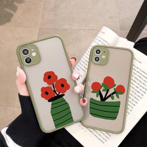 Flower Cactus Phone Case for iphone 6s 7 8 Plus SE 2020 for iphone 11 12 Pro Max X XS MAX XR Hard Back Matte Shockproof Cover