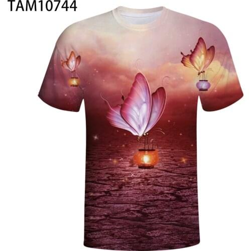 Mens 3D Printed Color Butterfly T-Shirt Summer Fashion Casual Breathable Shirt Children Hip-Hop Personality Top 2021