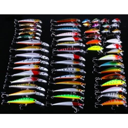 HENGJIA 56pcs/set Mixed 8 style Fishing Lure Kit Minnow/ Crankbait Fishing Tackle