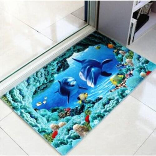 3D Printing Bathroom Carpet Entrance Doormat Rug Anti-Slip Rectangular Bedroom Kitchen Floor Mats Cute Animal Mats