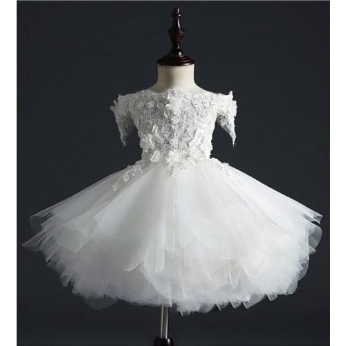 Off Shoulder White Lace Girl Wedding Party Flower Girl Dress Appliques Kids Princess Pageant Gowns Girl First Communion Gown