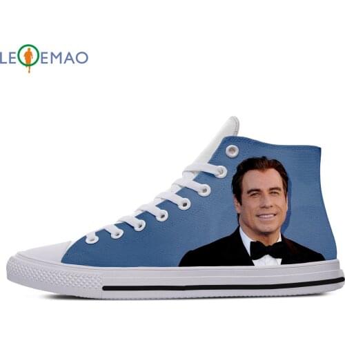 Custom Spring Autumn Canvas Shoes John Travolta High Quality Handiness Flats Mens Casual Shoes Comfortable Big White Zapatillas