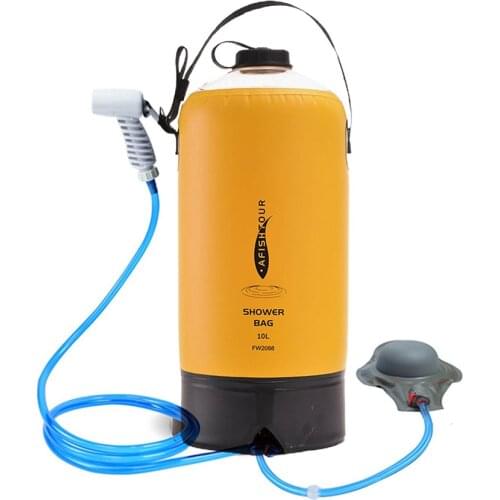 10L Inflatable Shower Bag With Foot Pump Pressure Bathing Water Bag For Outdoor Hiking Camping Beach Bath Pouch Washing Tools