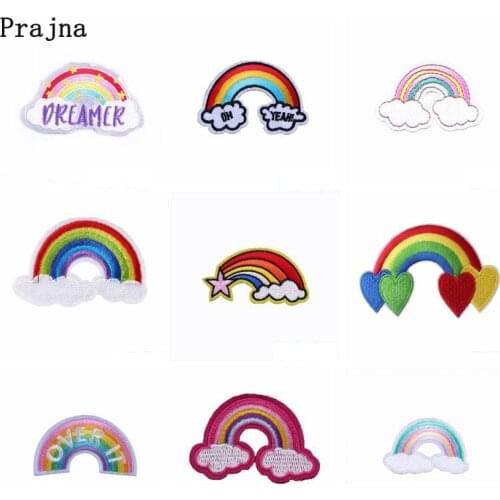 Patches Iron on Patches on Clothes DIY Stripe Rainbow Embroidered Patches for Clothing Appliques Accessories for Needlework