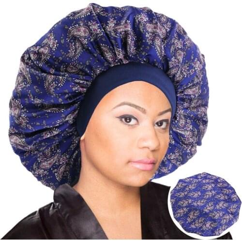2021 New Extra Large Satin Bonnet Hats for Women Silky Hair Styling Care Hat Lady Night Sleep Cap Fashion Head Wear Headwrap Cap