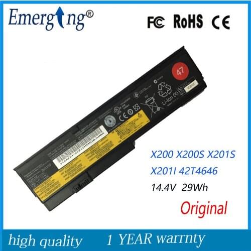 14.4v 29Wh New Original Laptop Battery for lenovo 42t4540 42t4649 42t4825 43r9254 42t4646 42t4647 42t4648 X200 X200s X201 X201s