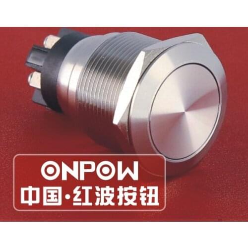 Onpow 22mm IP65 1NO1NC Flat Screw terminals Momentary Stainless Steel Push Button Switch (GQ22-L-11/S) CE, RoHS