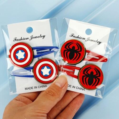 A pair Disney Marvel superheroes spiderman iron man hulk thor Creativity anime Cartoon Children baby Hairpin Accessories BB clip