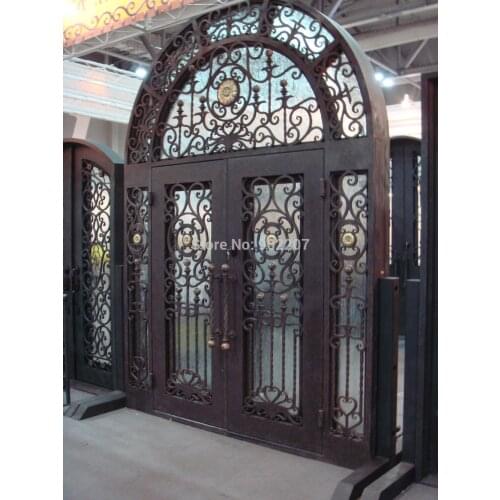 Hench 100% steels metal iron double doors with glass
