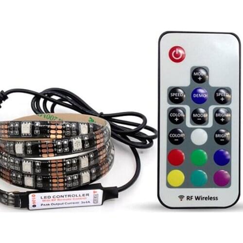 USB LED Strip RGB SMD5050 TV PC Background Lighting Kit Cuttable With 17Key RF Controller 60leds/m 1-5 Meters/Set DC5V
