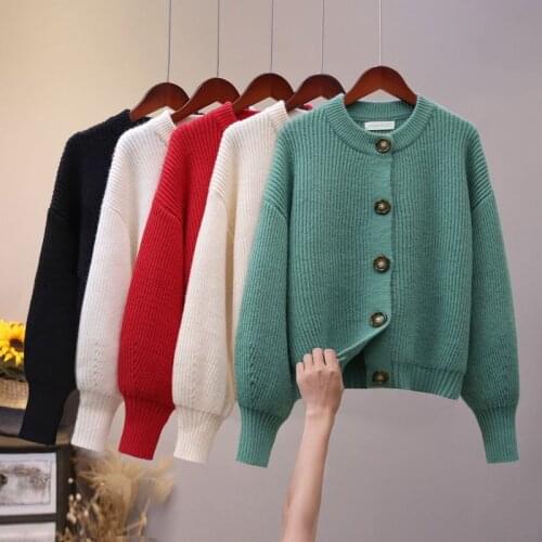 2021New Sweater Women Autumn Winter Retro Peacock Blue Knit Sweater Loose Thick Sweater Coat Fashion Casual Cardigan Female Top