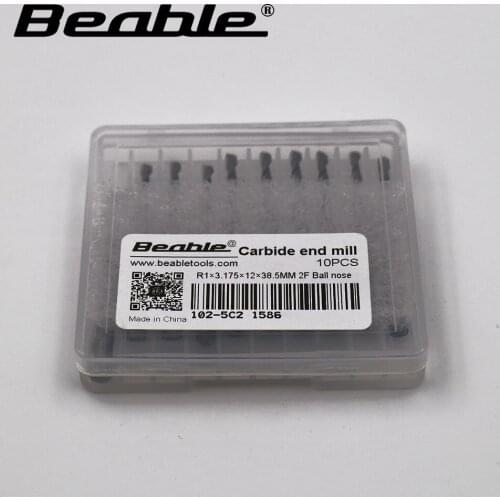 Beable carbide end mills R1*3.175*12*38.5mm 2 Flute cutter milling tools Carbide spiral cutter drill mil Used for PCB densit