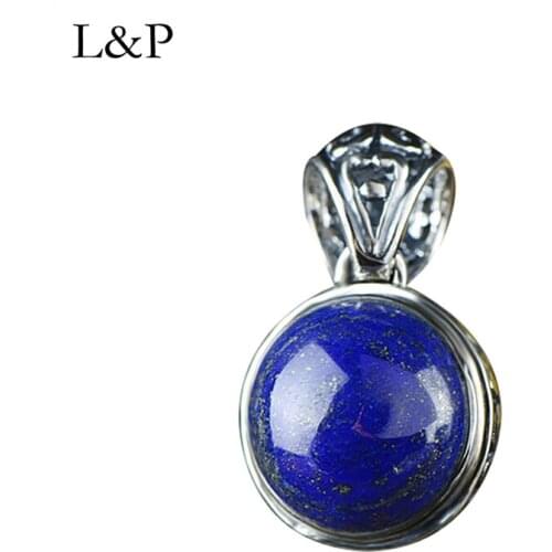 L&P Vintage Natural Bhutan Lapis Pendant For Lady Authentic 925 Sterling Silver Handmade Gemstone Pendant Anniversary Gift Jewel