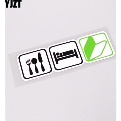 YJZT 12CM*3.7CM JDM Eat Sleep Funny Humour Car Sticker For PVC Motorcycle Car-styling 13-0261