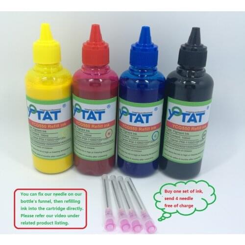 YOTAT 4Color 100ml Pigment ink BK C M Y PGI-1900 PGI-2900 for CANON MAXIFY MB2390 iB4090 MB5090 MB5390 printer
