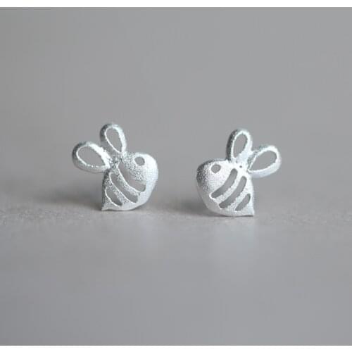 Real 925 Sterling Silver bee Stud Earrings for Women Girls Fashion sterling-silver-jewelry brincos brinco