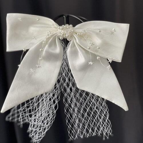 Simple White Bow-Knot Hair Clip Bridal Set Handmade Wedding Accessories Women Headpiece Barrette Side Clips заколка бант