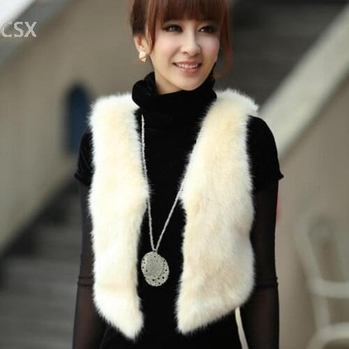 MwOiiOwM New Arrival Womens Winter Faux Fur Vest Coat Short Colete Pele Female Fur Vests Coletes Femininos De Pele 35
