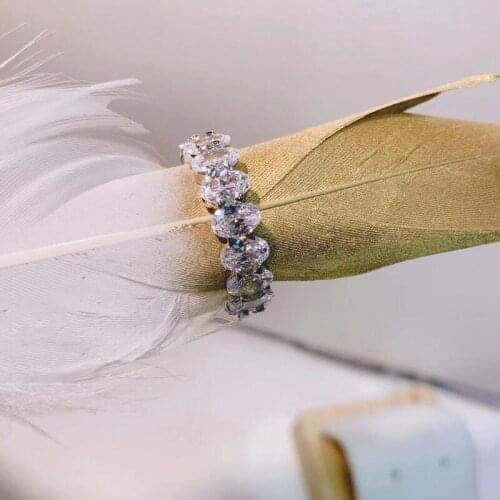 HIBRIDE Super Sparkling Silver Color Full Cubic Zirconia Paved Round CZ Wedding Engagement Rings Jewelry For Women Bijoux R-226