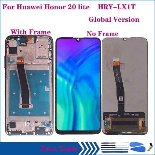 6.21" Display For Huawei Honor 20 lite Global version HRY-LX1T LCD display Touch Screen Glass panel Assembly With frame