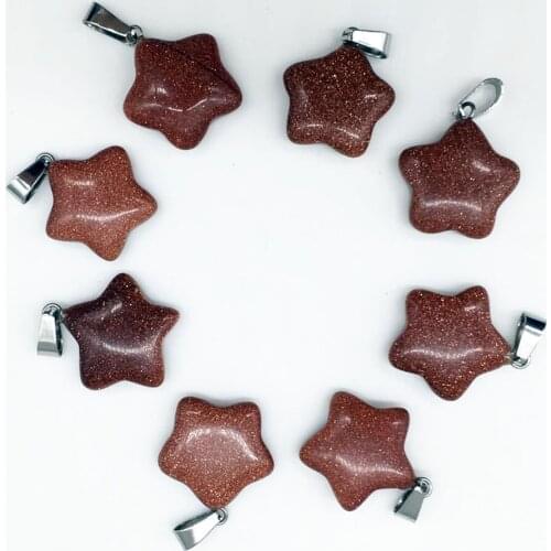 1pcs Brown Sand natural stone quartz crystal pentagram star necklace pendant for Jewelry