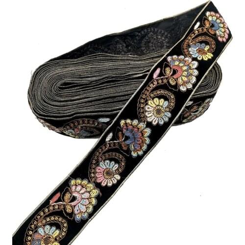 1Yard Flower Embroidery Ribbon 6cm Ethnic Lace Vintage Webbing Boho Trimming DIY Clothes Bag Accessories Crafts Materials