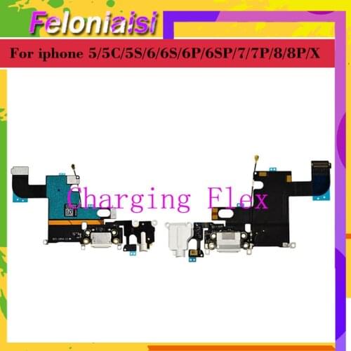 10Pcs/lot Replacement Charging Flex Cable For iPhone 7 5 5C 5S 6 6S plus 8 Plus X USB Charger Port Dock Plug Connector Flex part