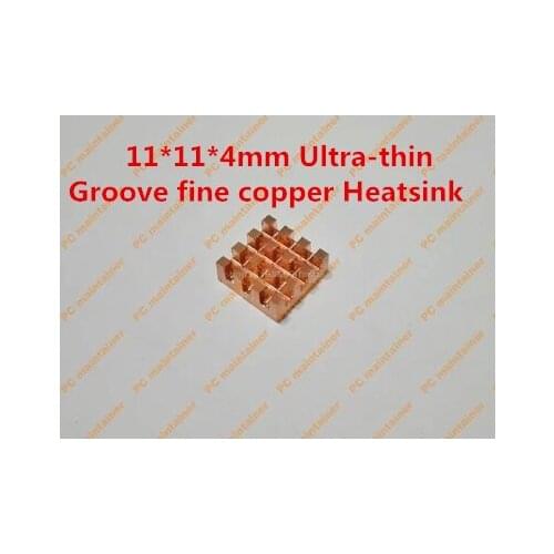 Free Ship 10pcs 11*11*4mm Ultra-thin Groove fine copper video memory internal storage MOS Router electronic IC chip heat sink