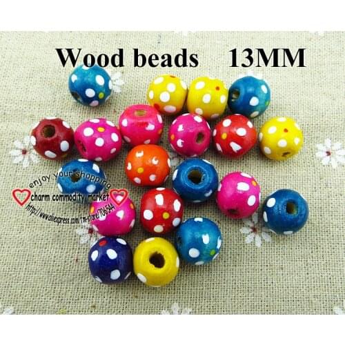 100pcs 13MM mixed clothes white dot wood BRAND bead cloth accessory fits HANDMADE DIY SERIES WJA-048
