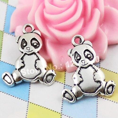 100pcs/lot Antique Silver Animal Panda Pendant Charms Beads Bracelet Necklace DIY Accessories 18x23mm (K00885)