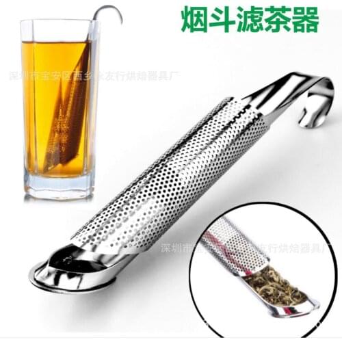 100pcs/lot Tea Strainer Amazing Stainless Steel Tea Infuser Pipe Design Touch Feel Good Holder Tool Tea Spoon Infuser Filter
