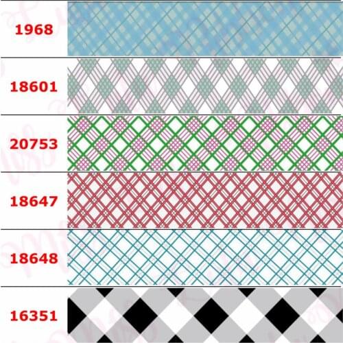 16mm-75mm Geometric Check Series Printed Grosgrain/Elastic Ribbon Lattice Cheque DIY Hair Bowknots Gift Packing 50yards/roll