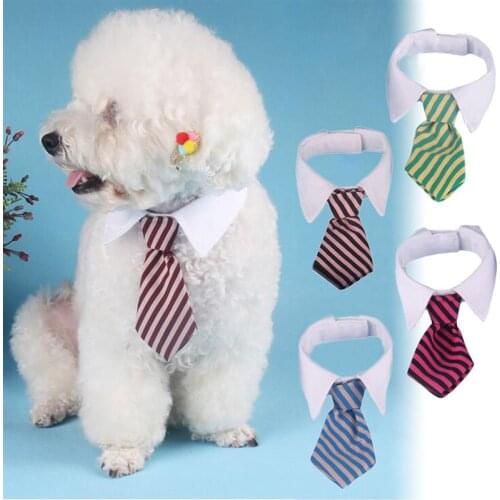 2018 Fashion Adjustable Cute Print Striped Pet Decorative Collar Dog Tie Pet Bow Tie Polyester Cat Grooming Necktie for Puppy