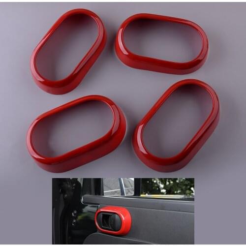 4pcs/set Red Interior Door Switch Bowl Cover Trim Decor fit for Jeep Wrangler JK 2007 2008 2009 2010 4 Door