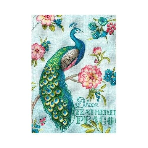 6-Dim 65146 peacock blue peacock Counted Cross Stitch Kit Cross stitch cross stitch no print Stump house-S