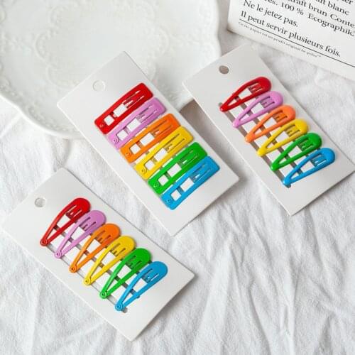 6pcs Mix Color Different Shapes Colorful Hairgrip Hair Clip Snap Hair Clips for Children Girls Hair Accessories Women