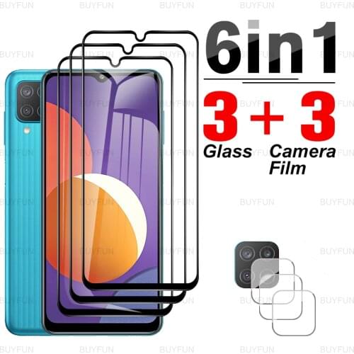 6in1 camera film for samsung galaxy M12 full cover front tempered glass for galaxy m32 m42 5g m62 m31 m21 m11 Black edge glass