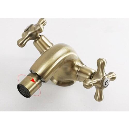 Free shipping antique brass color single hole cross handles bathroom Bidet faucet mixer tap