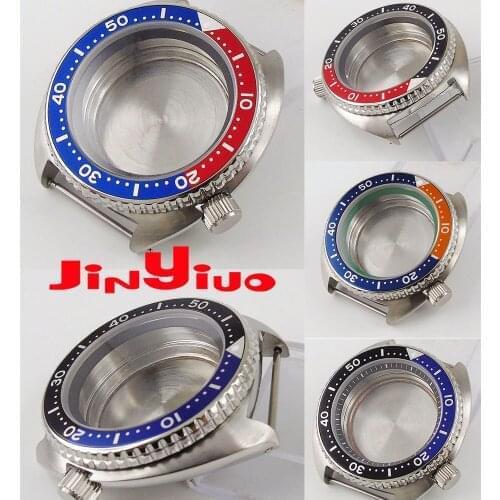 45mm Orange Blue Rotating Bezel stainless Watch Case fit for NH35 NH35A movement Watch