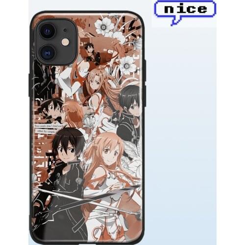 Sword Art Online Anime cover FOR iPhone SE 6s 7 8 x xr xs 11 pro max Samsung s note 10 20 plus glass phone case shell