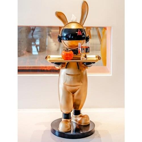 Nordic Style Home Decor Resin Rabbit Sculpture Interior Figurines Large Landing Home Living Room Decoration Tissue Box Ornaments