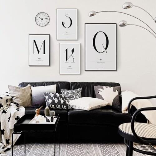 Nordic Decoration Black White Letter Canvas Painting Modern Minimalist Wall Art Poster Print Decorative Picture for Living Room
