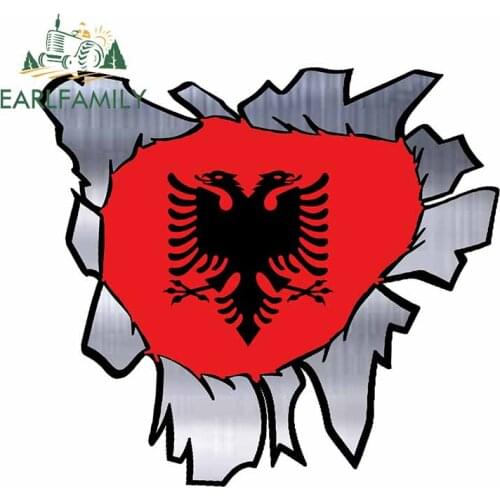 EARLFAMILY 13cm x 11.8cm Albania Ripped Metal Funny Car Stickers RV VAN 3D DIY Fine Decal JDM Vinyl Truck Trunk Accessories