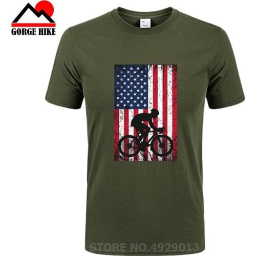 Downhill Biker Mountain Bike Motorcycle Cycling MTB Celebration Gift T Shirt American Flag 4th of July Clothes Men Shirt DH MX