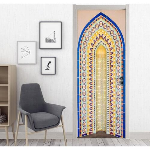 Bohemian Style Door Frame Art Mural Sticker Home Decor Bedroom Living Room Door Wall Stickers Peel & Stick Waterpoof Wall Poster