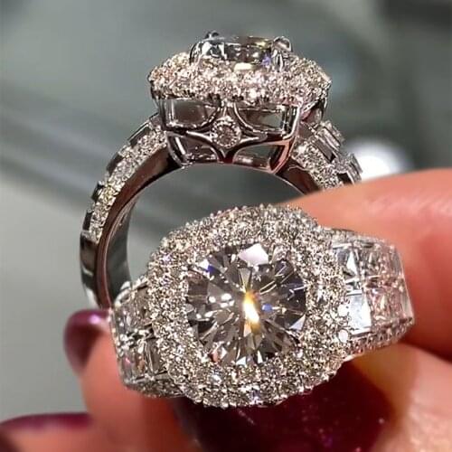 Huitan Modern Womens Engagement Eternity Rings Dazzling White Cubic Zirconia Fashion Wedding Jewelry Wholesale & Drop Shipping