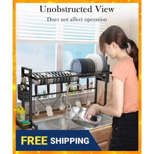 JiaBaiLi 65/85cm Stainless Steel Kitchen Shelf Organizer Over The Sink Dish Drying Rack Holder Draining Shelf Storage Organizer