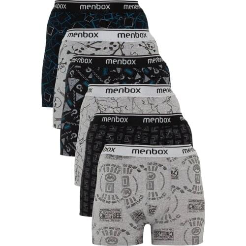 6 Piece Patterned Lycra Classic Mens Boxer