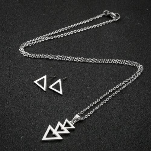 Simple Triangle/Lightning/Cross/Heart/Star/Shape Choker Necklace Earrings Set for Women Men Geometry Circle Jewelry Accessories