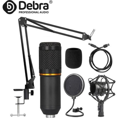 Debra BM-800 DJ Console Condenser Mikrofon Mic,With USB Interface,For Braodcasting Singing Recording with smart phone and PC